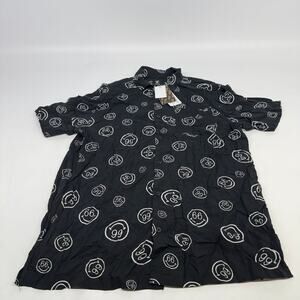Vans Mens Wilde Woven Black Button Down Shirt Size M New